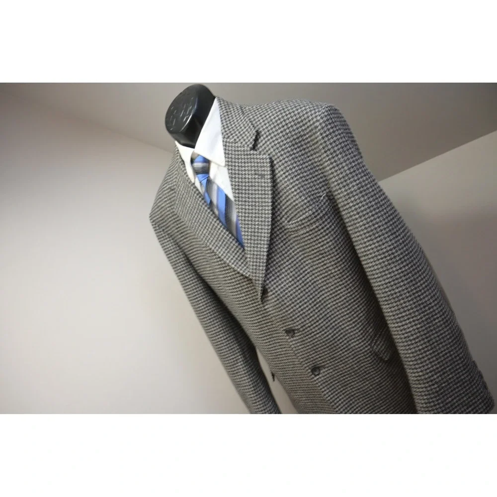 VTG Stafford Houndstooth Blazer Mens 48R‎ Elbow Patches 3-Button Excellent